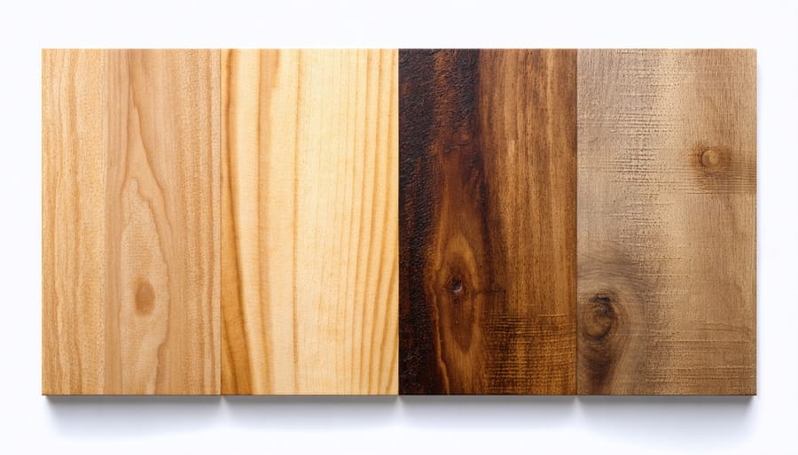 Comparison of various wood finishing techniques on 4x4 wood samples