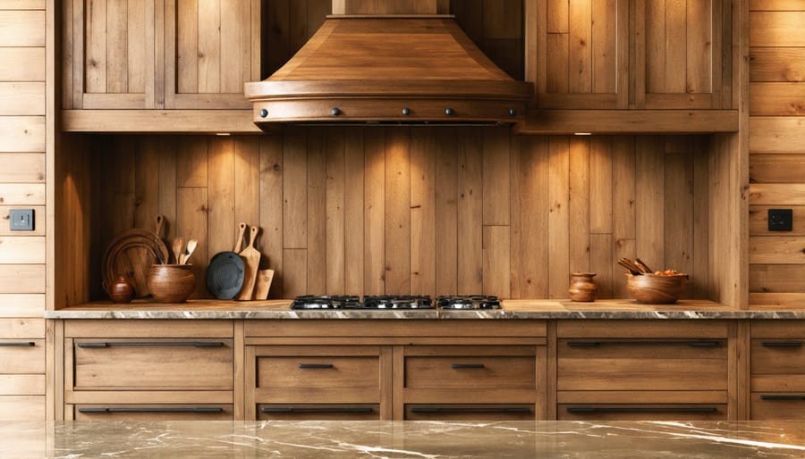 Hand applying wood stain with brush to wooden panel showing grain enhancement