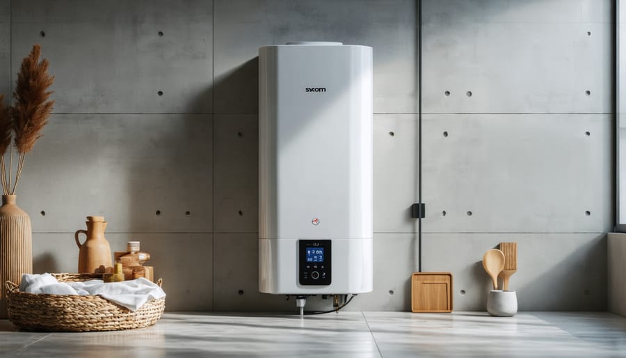 Electric hot water system installed in residential garage showing controlled load setup