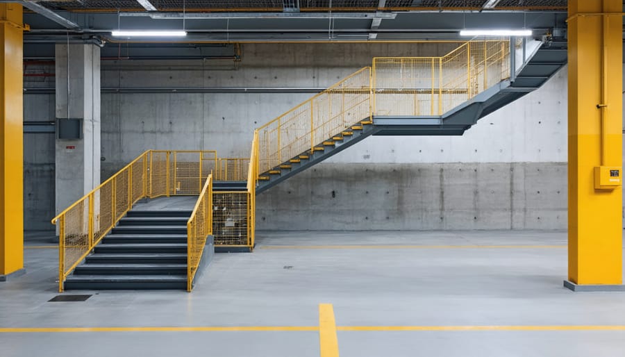 Facility manager consulting with concrete scanning technician in warehouse