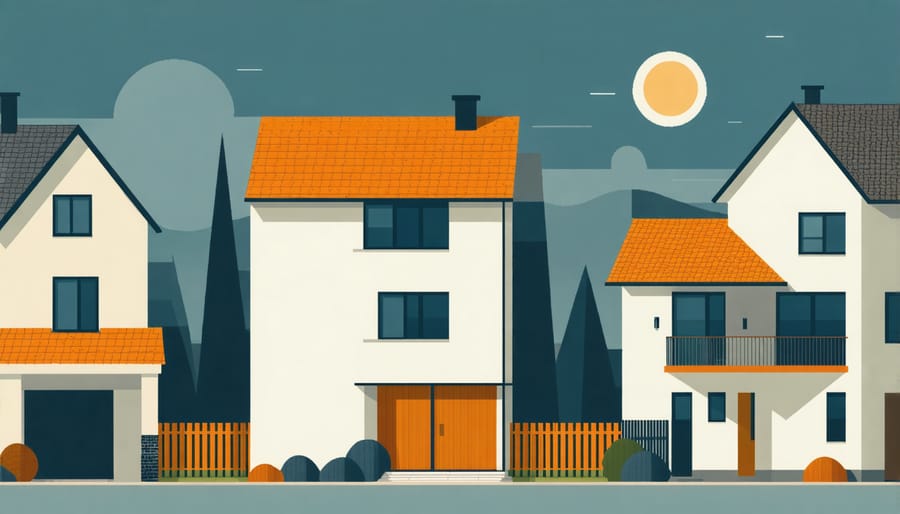 Modern home exterior with thermal imaging overlay showing insulation efficiency