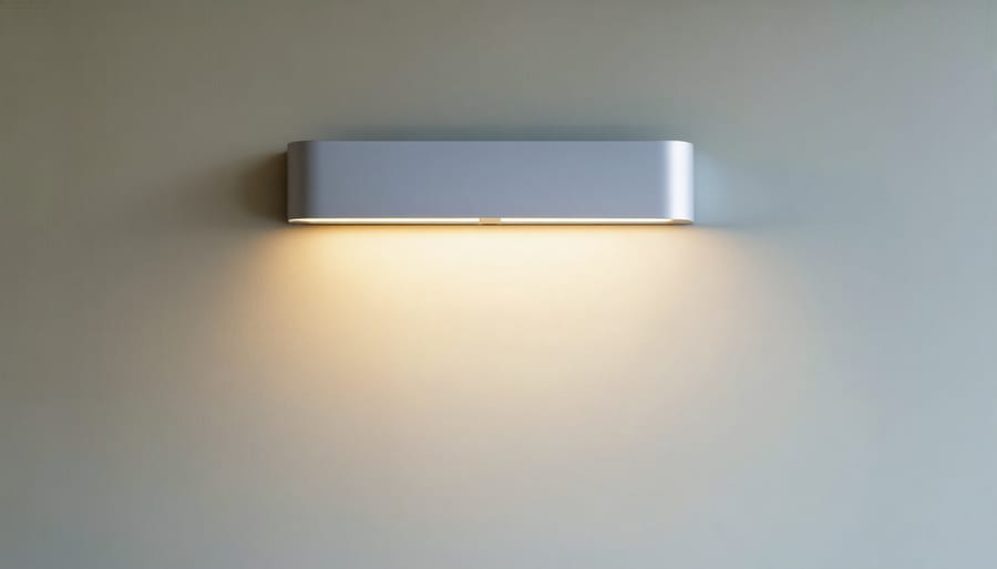 Close-up of hands installing low voltage landscape lighting fixture in garden bed