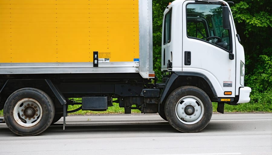 Worker performing detailed inspection of excavator hydraulic connections at equipment rental yard
