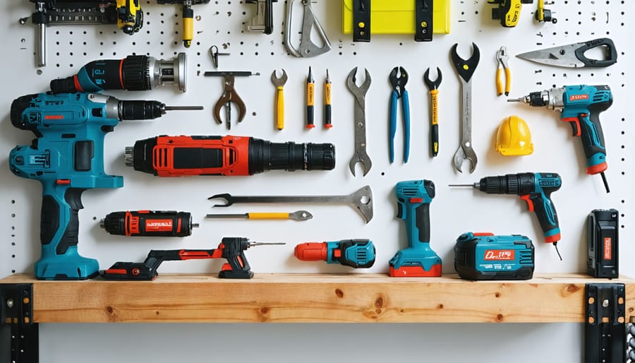 Two people exchanging a power tool with smartphone showing payment confirmation