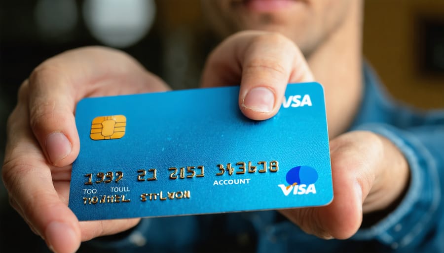 Person setting up banking information on smartphone for receiving payments