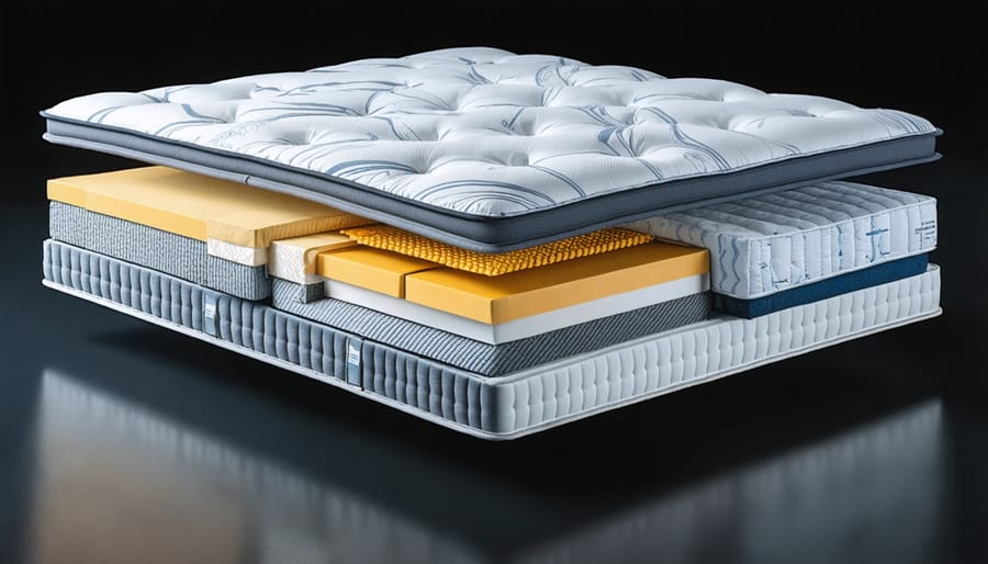 Cross-section view of a flippable mattress showing internal spring coils and foam layers