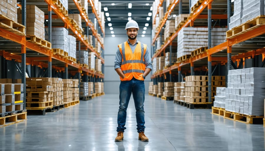 Warehouse workers participating in mandatory OSHA safety training session