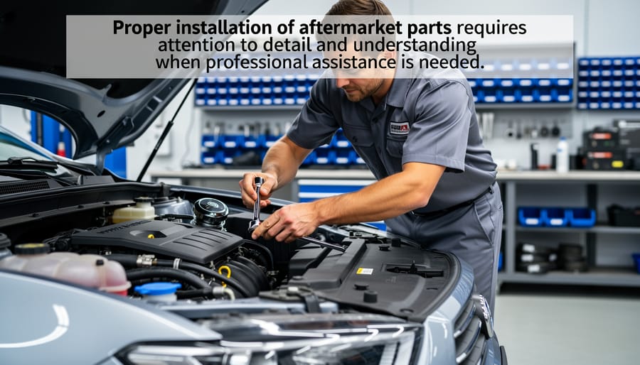 Mechanic installing hydraulic component on Yanmar equipment