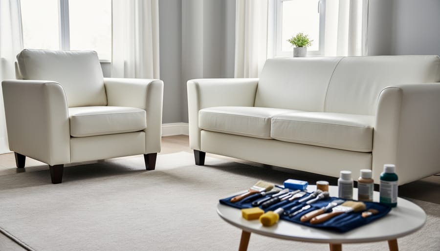 Restored vinyl dining chair in comfortable home setting