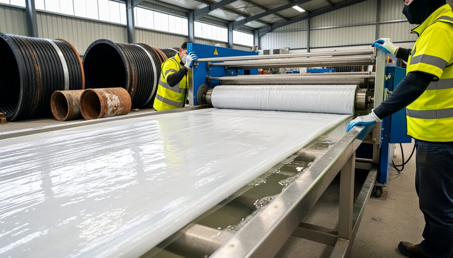 Close-up of resin-saturated pipe liner material used in CIPP rehabilitation