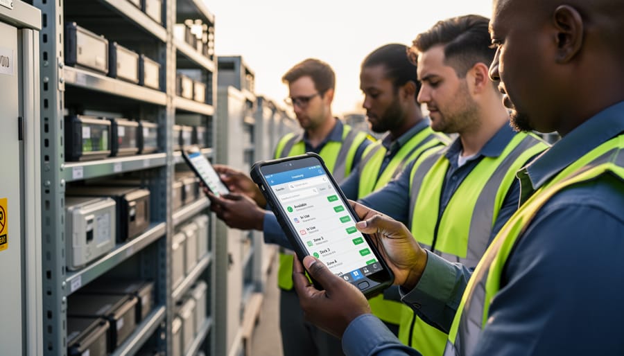 Organized delivery van with tools and equipment ready for rental distribution