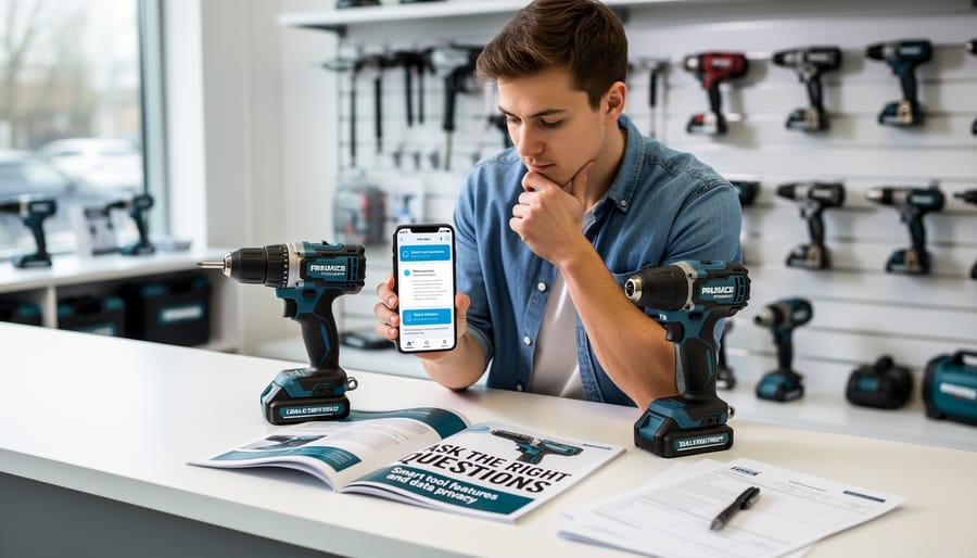 Construction professionals discussing tool rental options with equipment specialist