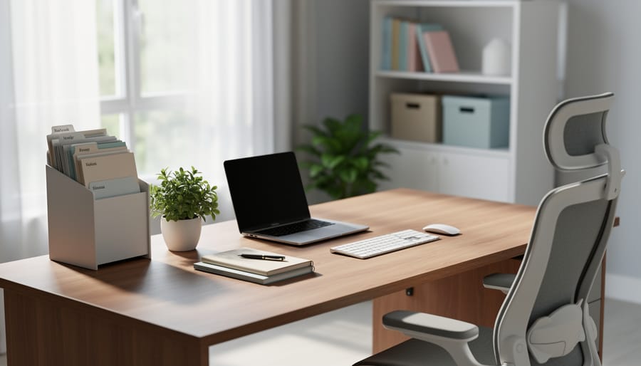 Clean and organized workshop with tools arranged systematically on walls and workbench