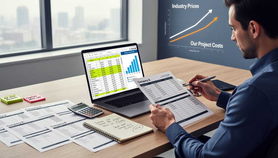 Customer and rental company employee discussing equipment rental options at counter