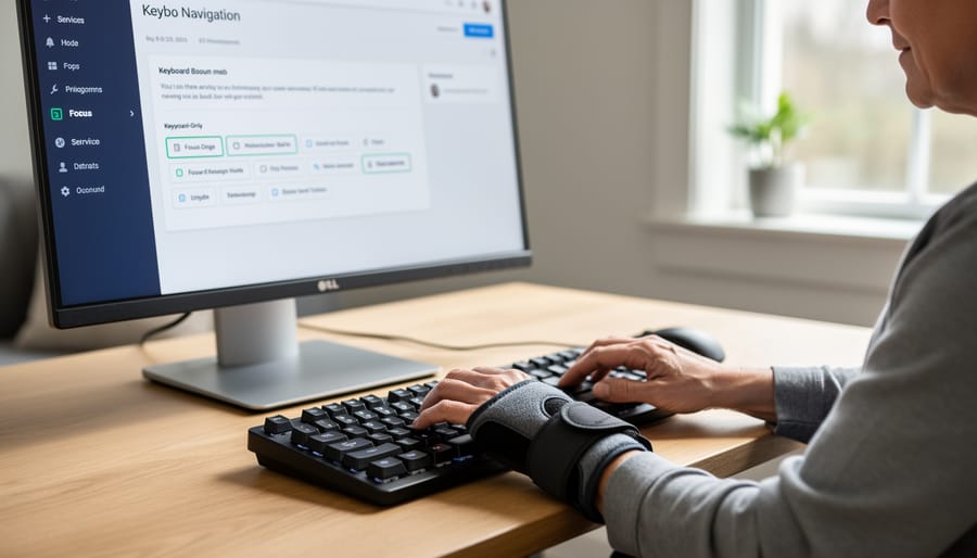 Close-up of high-contrast keyboard showing accessibility features