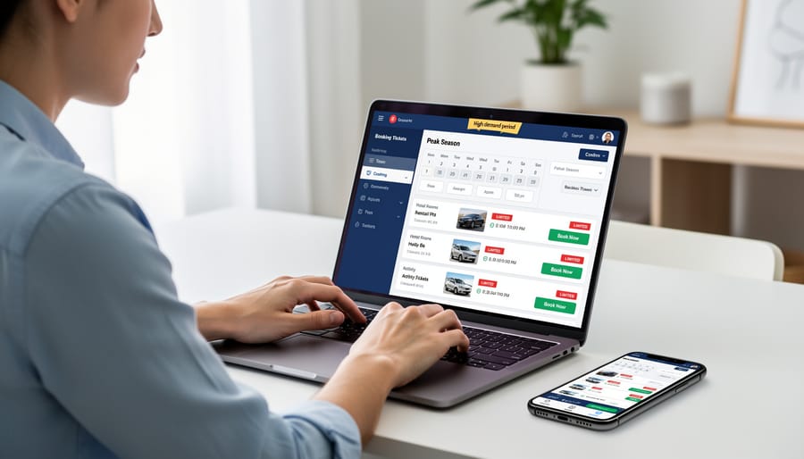 Person using smartphone to book tool rental in advance at equipment shop