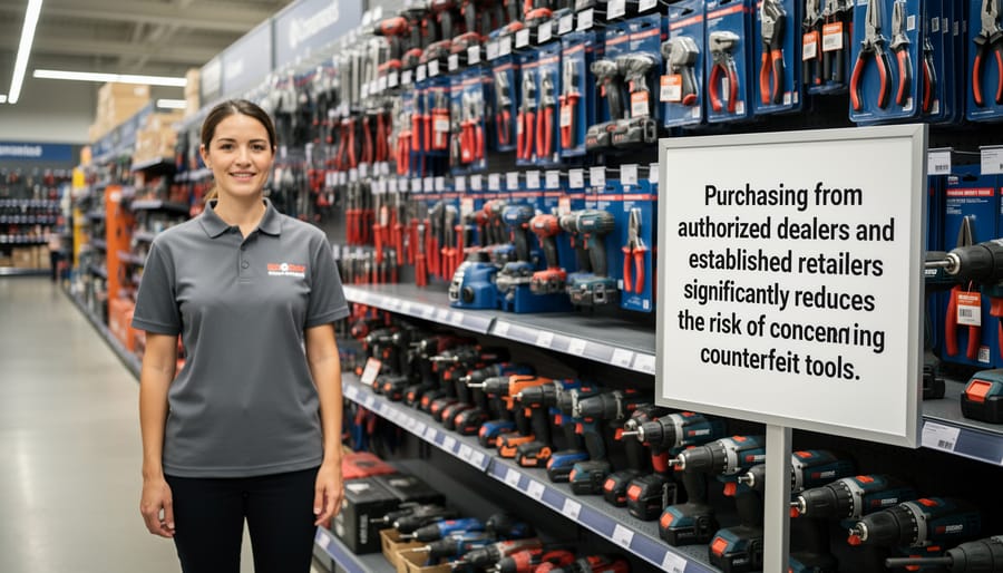 Authorized tool dealer storefront with official brand certifications and logos