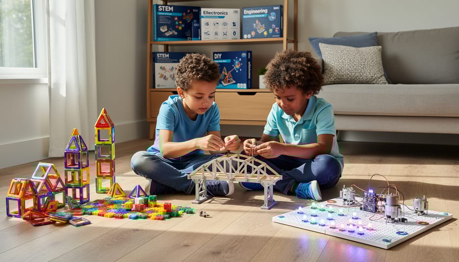 Variety of educational building toys including electronics, structural, and mechanical sets