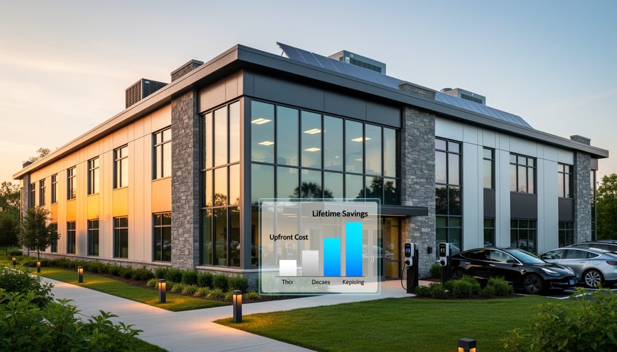 Modern home with durable metal roof and energy-efficient windows