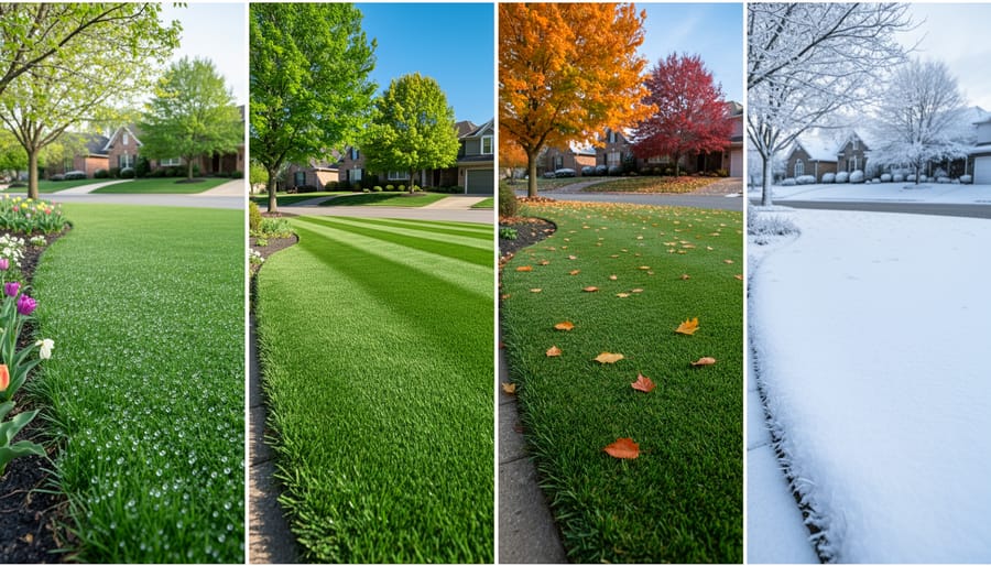 Healthy residential lawn showing appearance across all four seasons of the year