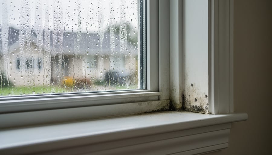Water condensation and mold growth on interior window glass